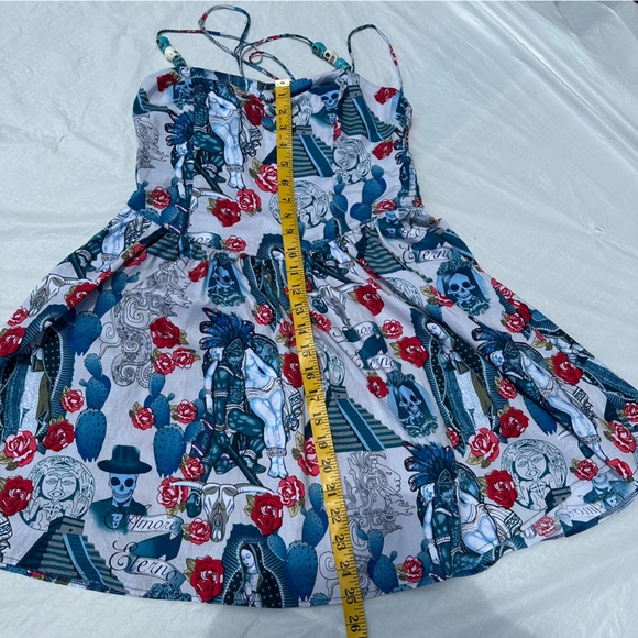 Hell Bunny Amor Eterno (Eternal Love) white,blue,red spaghetti strap dress Sz S - Picture 9 of 16
